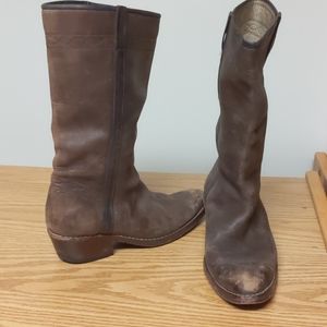 Worn-out real leather cowboy boots